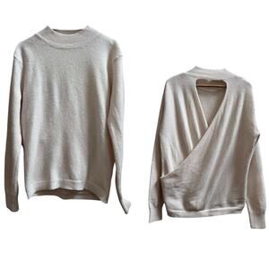 Raga Ecru Neutral Open Back Pull Over Knit Sweater Size Large
